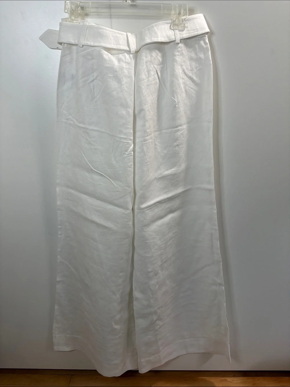 Reformation White Linen Wide Leg Belted Pants 10